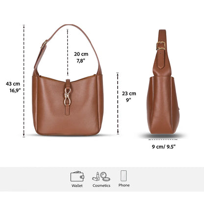 Azura Structured Leather Shoulder Bag