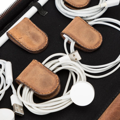 Leather Travel Cable Organizer – 5 Colors