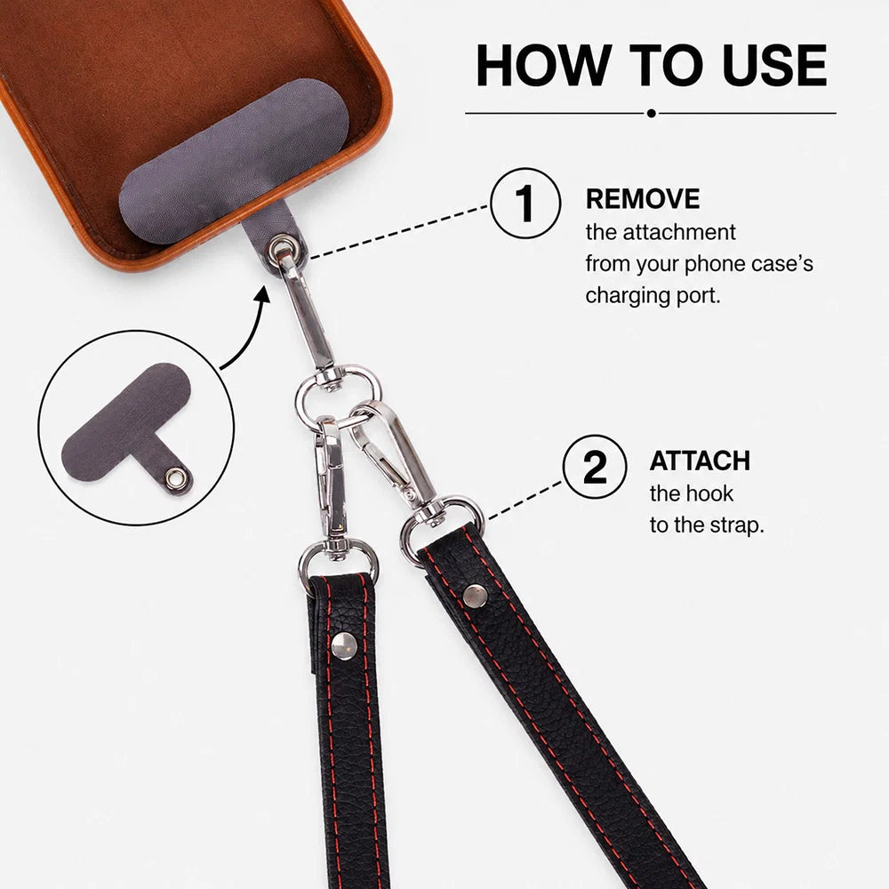 FlexGo PU Leather Phone Strap & Wallet Set – Clip-On Flex