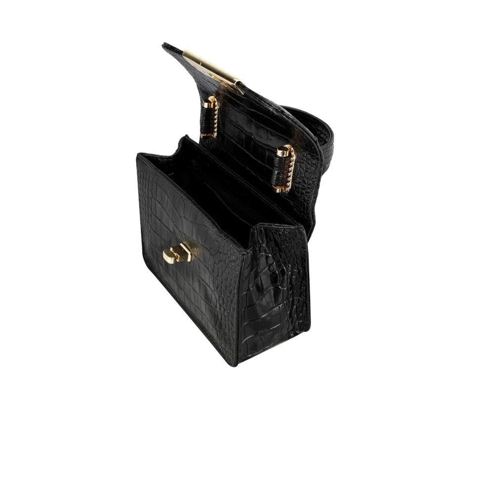 Bouletta Alisha Geniune Leather Women’s Bag Black Croc