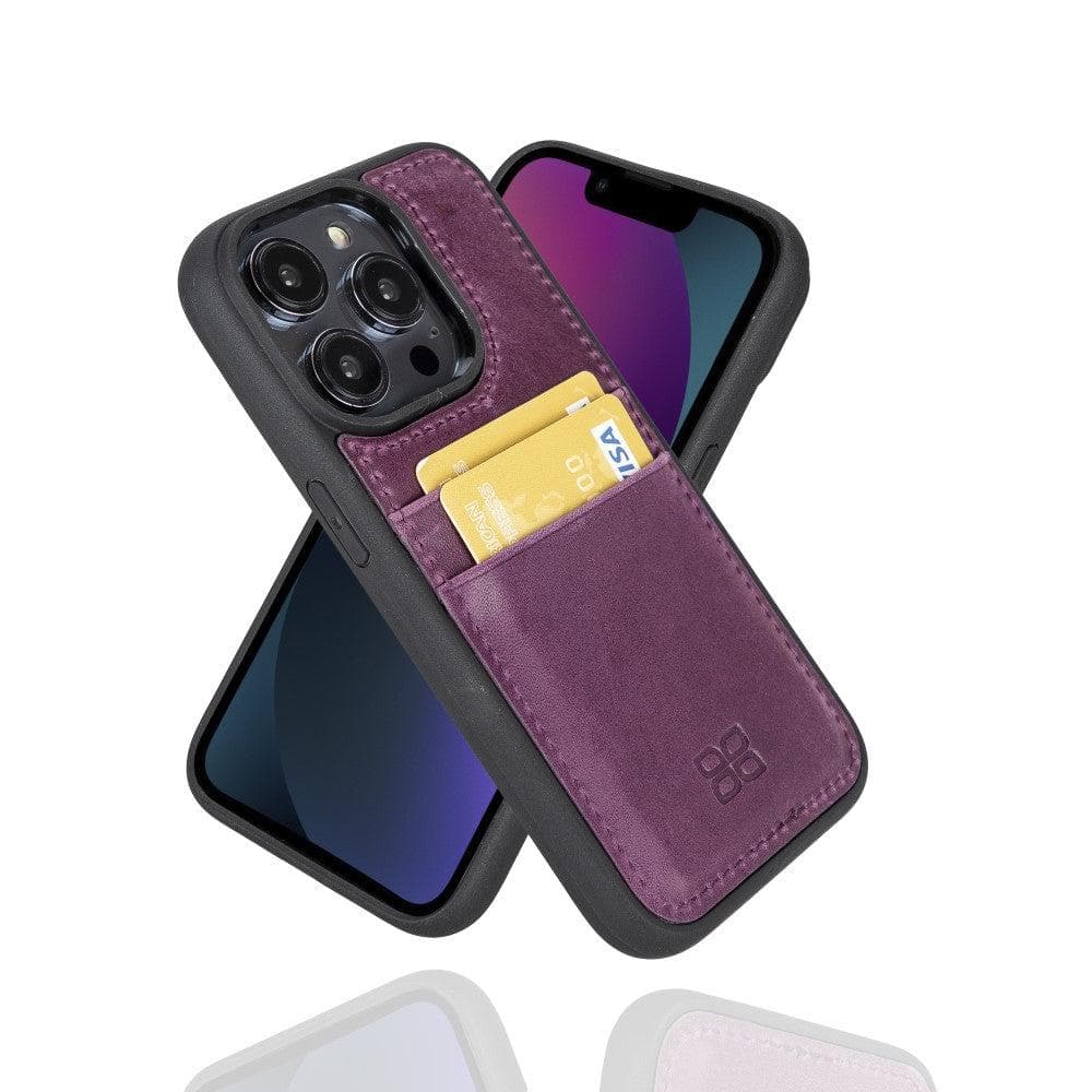 Bouletta Apple iPhone 14 Series Leather Back Cover with Card Holder iPhone 14 Pro Max / Purple
