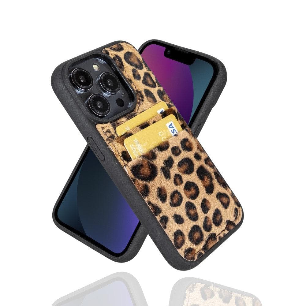 Bouletta Apple iPhone 14 Series Leather Back Cover with Card Holder iPhone 14 Pro Max / Leopard
