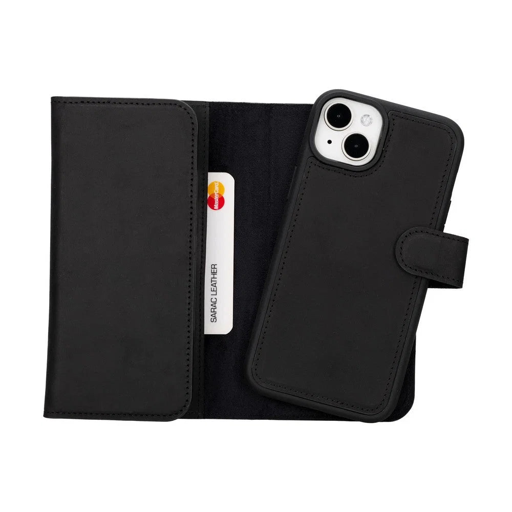 Santa iPhone 15 Plus Leather Detachable Wallet Case