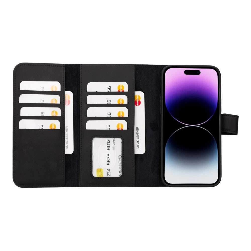 Santa iPhone 15 Pro Leather Detachable Wallet Case