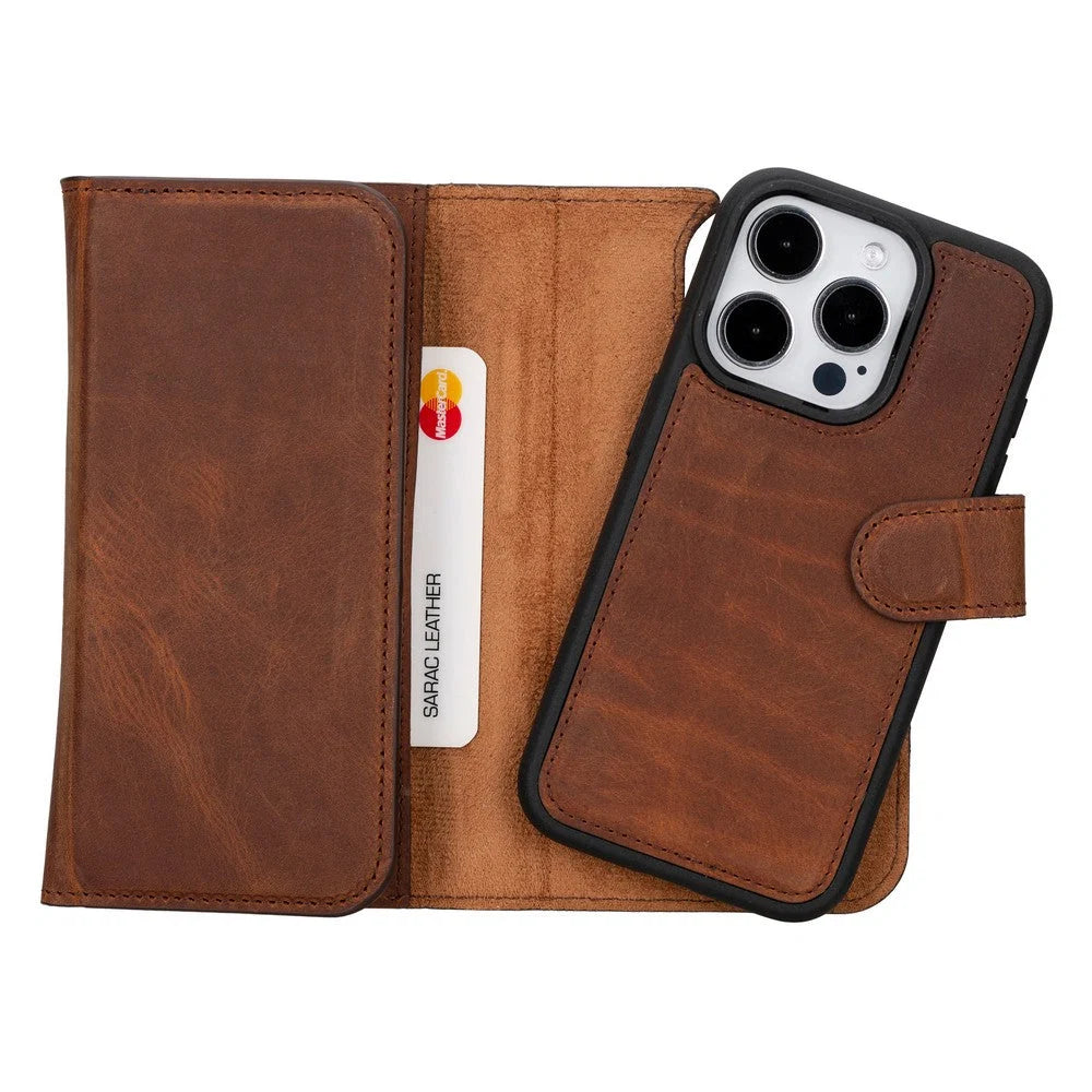 Santa iPhone 15 Pro Leather Detachable Wallet Case