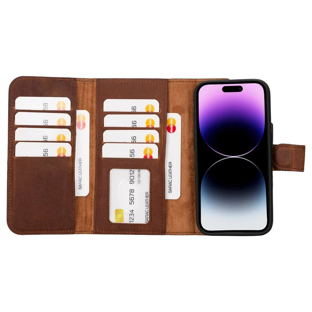 Santa iPhone 15 Pro Leather Detachable Wallet Case