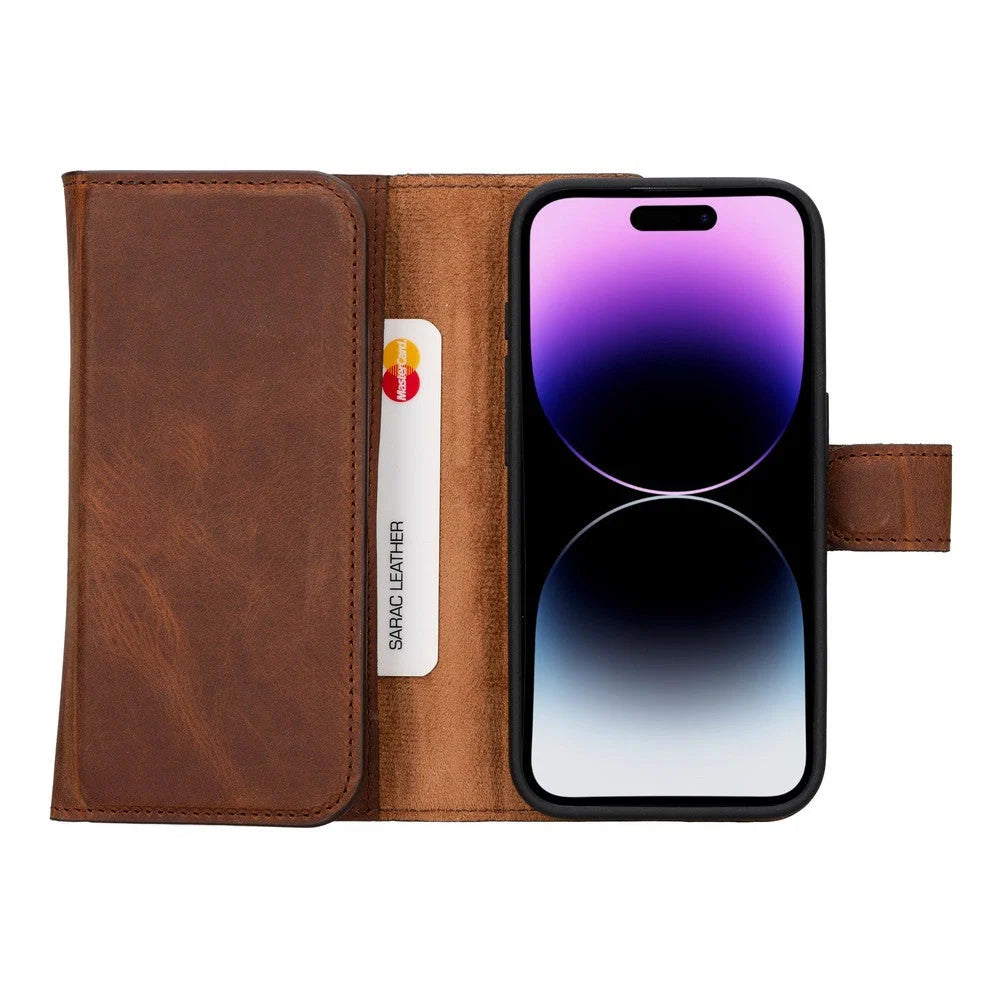 Santa iPhone 15 Pro Leather Detachable Wallet Case