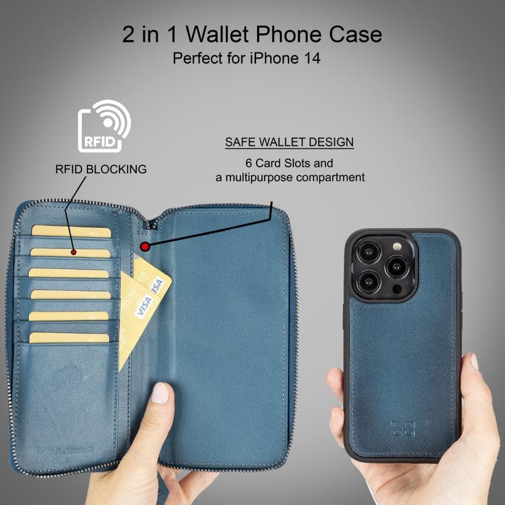 Bouletta Apple iPhone 15 Series Detachable and Zipper Leather Wallet Case - Pre Order