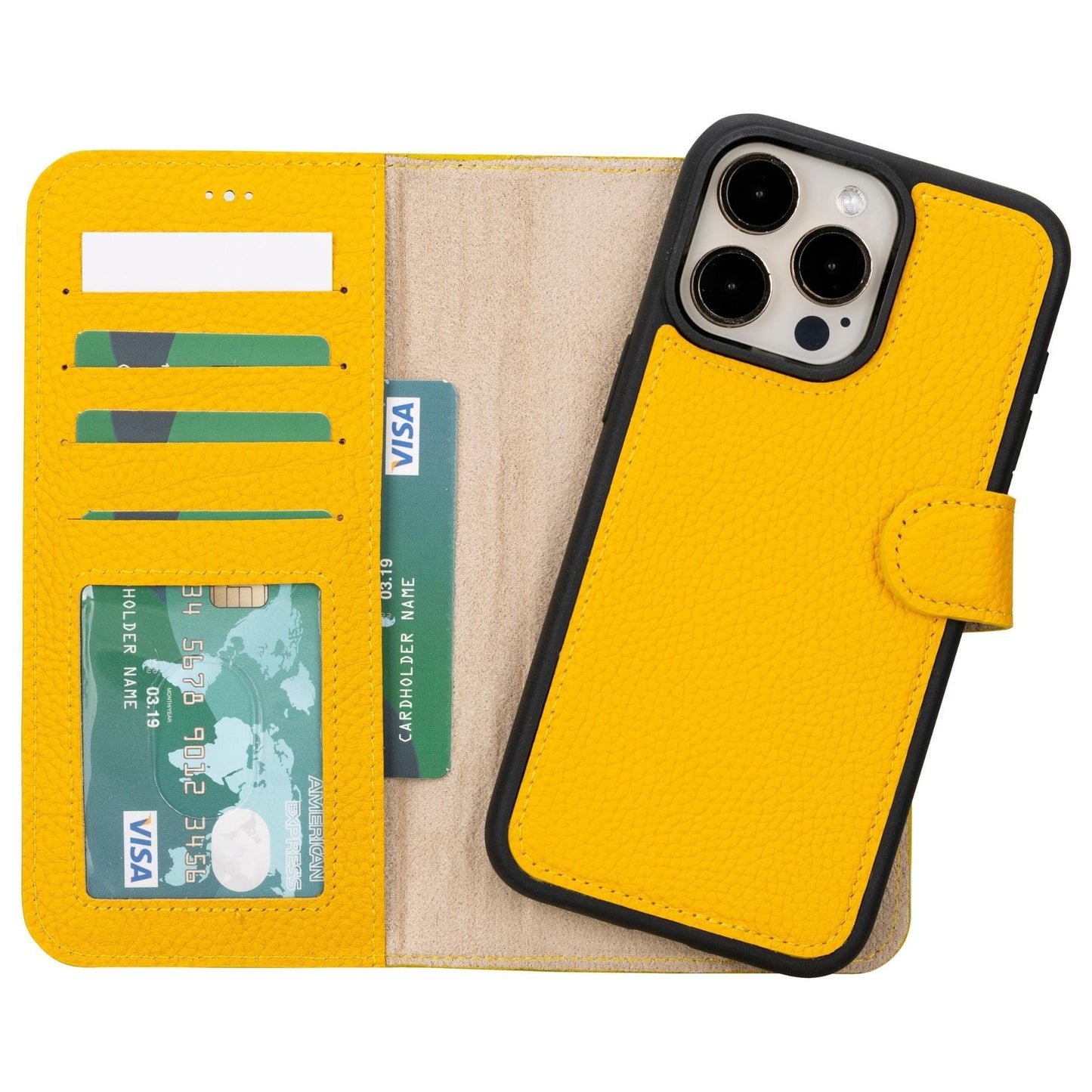 iPhone 15 Series Leather Wallet Case Black / iPhone 15 Pro Max