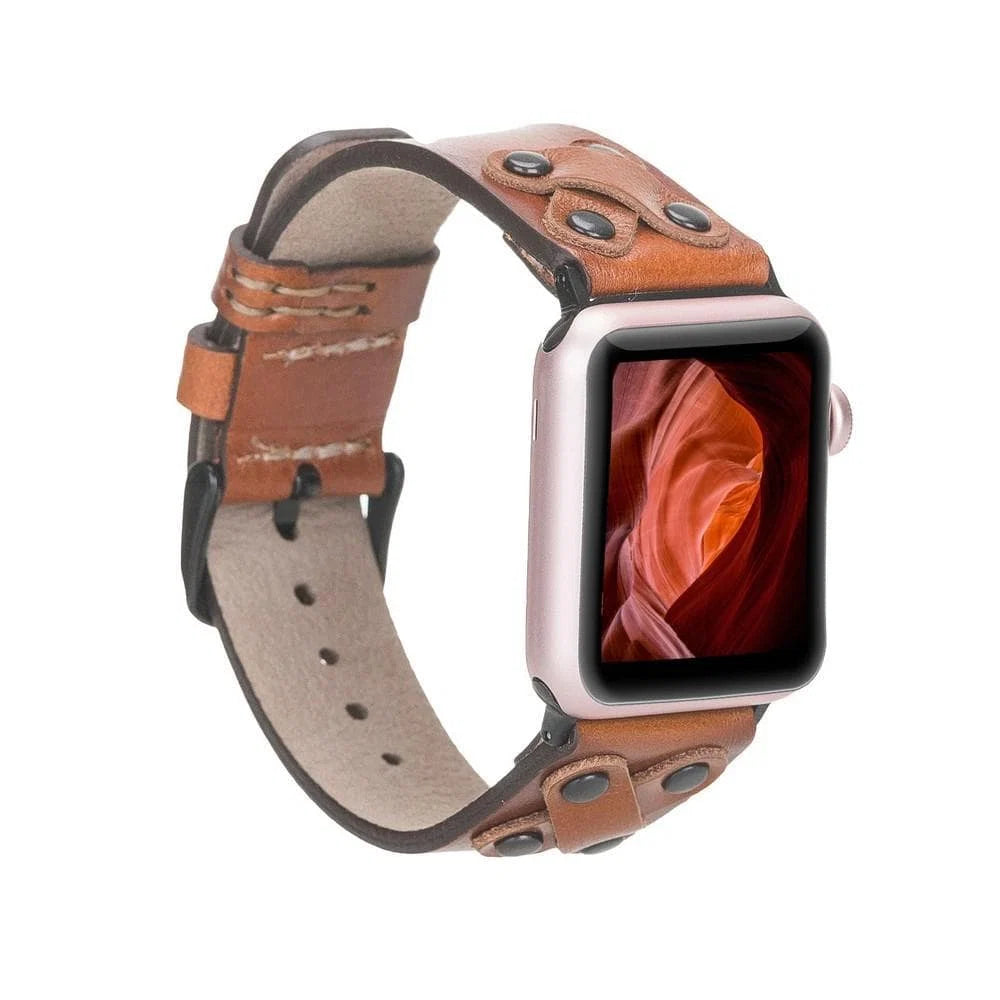 Leather Apple Watch Bands / Cross Style with Black Trok BRN4EF