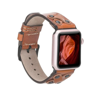Leather Apple Watch Bands / Cross Style with Black Trok BRN4EF