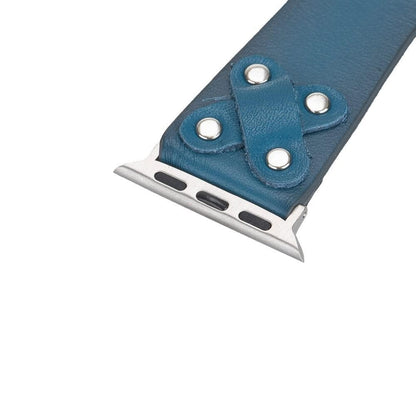 Leather Apple Watch Bands / Cross Style with Silver Trok RST2EF