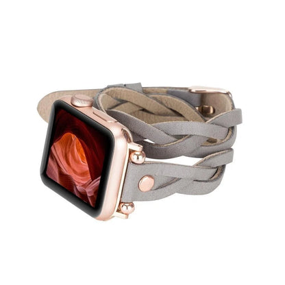 Leather Apple Watch Bands - Ferro Braided DT Peggy Rose Gold Trok Style