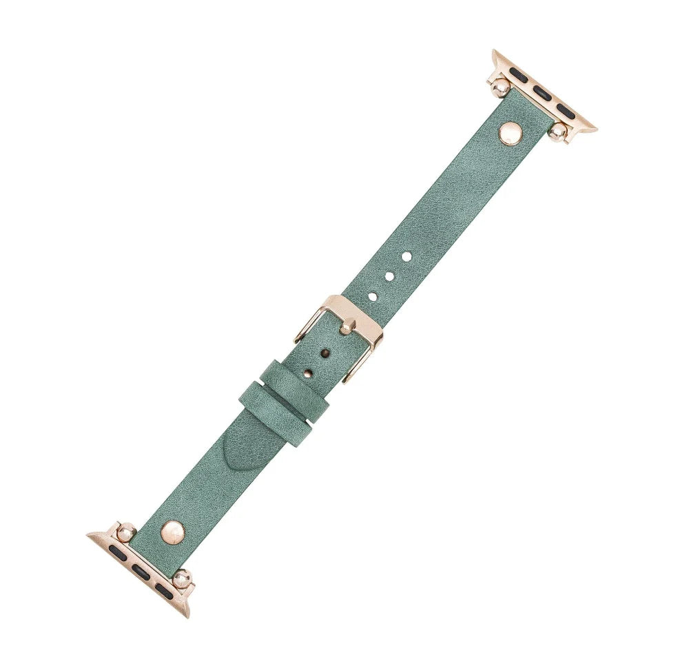 Leather Apple Watch Bands - Ferro Rose Gold Trok Style LEO1 Leopar Tüylü