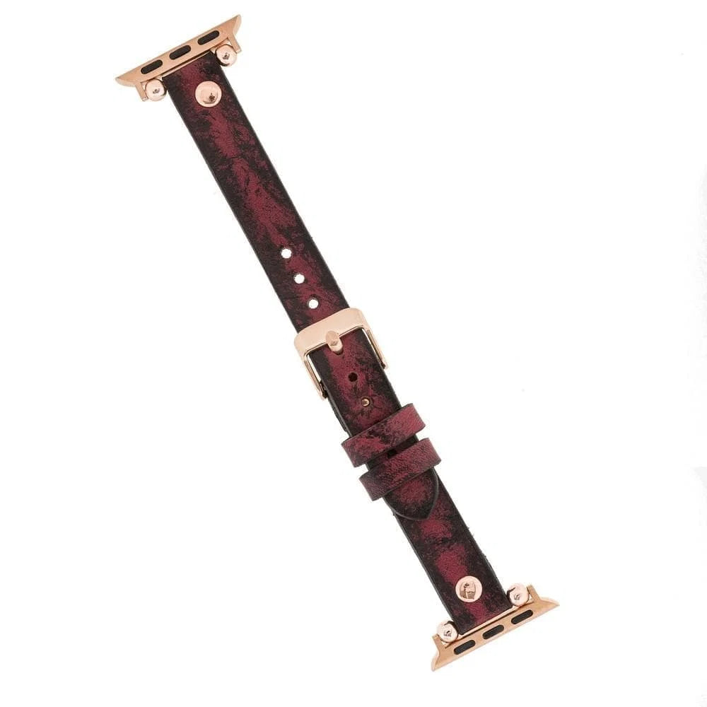 Leather Apple Watch Bands - Ferro Rose Gold Trok Style V6