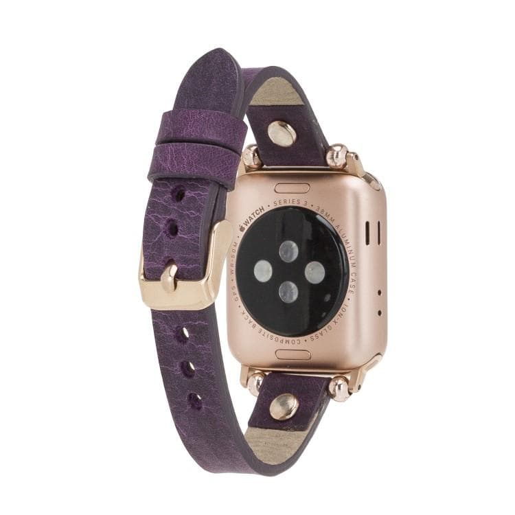 Leather Apple Watch Bands - Ferro Rose Gold Trok Style BRN7