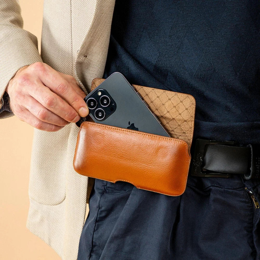  Waist Belt Attachable Leather Case for Men