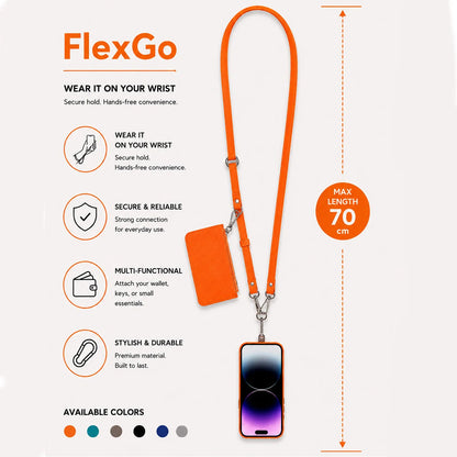 FlexGo PU Phone Strap & Detachable Wallet Set