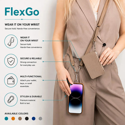 FlexGo PU Phone Strap & Detachable Wallet Set