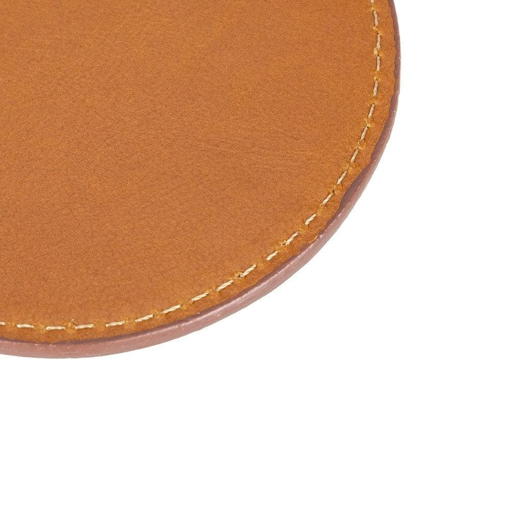 Bouletta Divine Geniun Leather Handmade Cup Coaster Rustic Tan With Effect