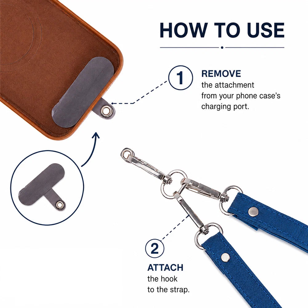 FlexGo PU Leather Phone Strap & Wallet Set – Clip-On Flex