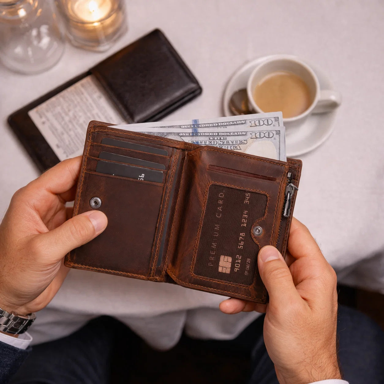Rexon Leather Men's Wallet with Zipper