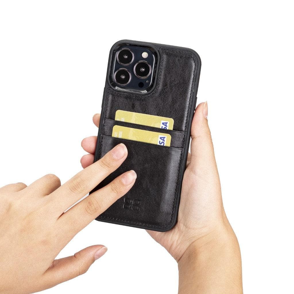 Bouletta Flexible Leather Back Cover with Card Holder for iPhone 13 Series iPhone 13 Pro Max / Gray