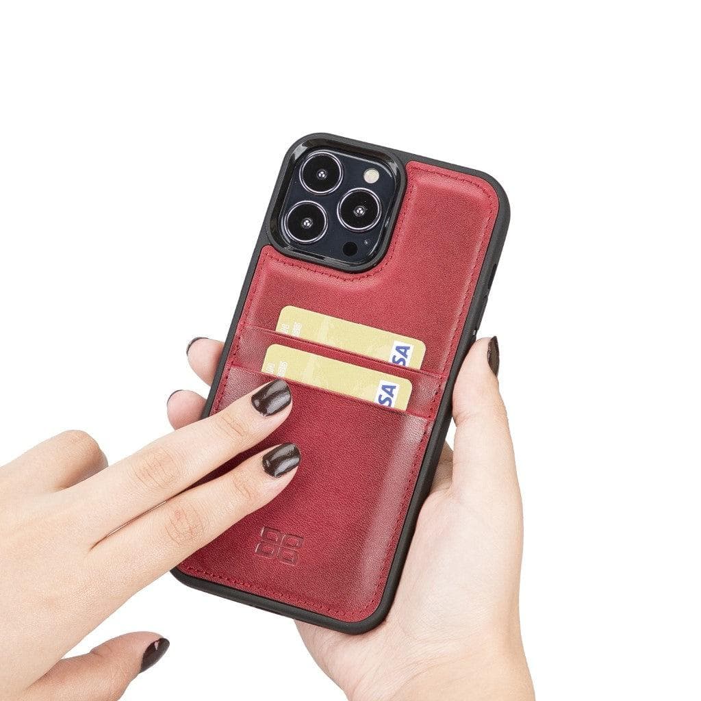 Bouletta Flexible Leather Back Cover with Card Holder for iPhone 13 Series iPhone 13 Pro Max / Antic Brown