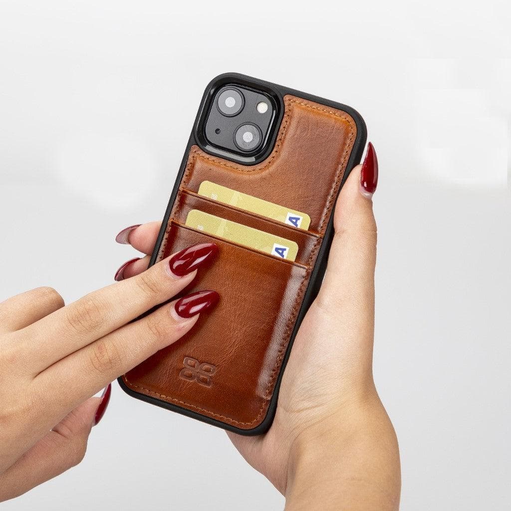 Bouletta Flexible Leather Back Cover with Card Holder for iPhone 13 Series iPhone 13 / Purple