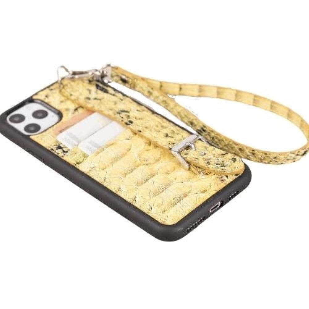 Bouletta Flexible Leather Back Cover with Hand Strap for iPhone 11 Series iPhone 11 Pro Max / Snake Dark Red / Leather
