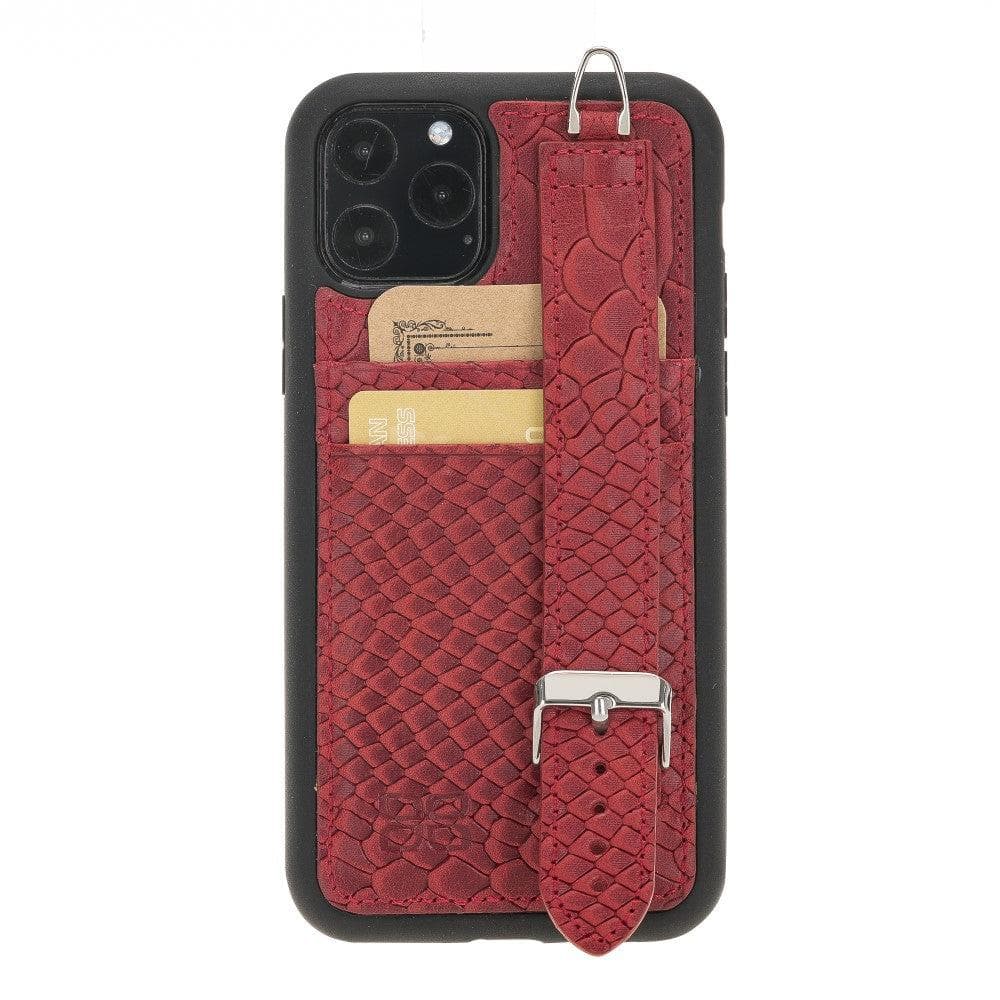 Bouletta Flexible Leather Back Cover with Hand Strap for iPhone 11 Series iPhone 11 Pro Max / Crocodile Green