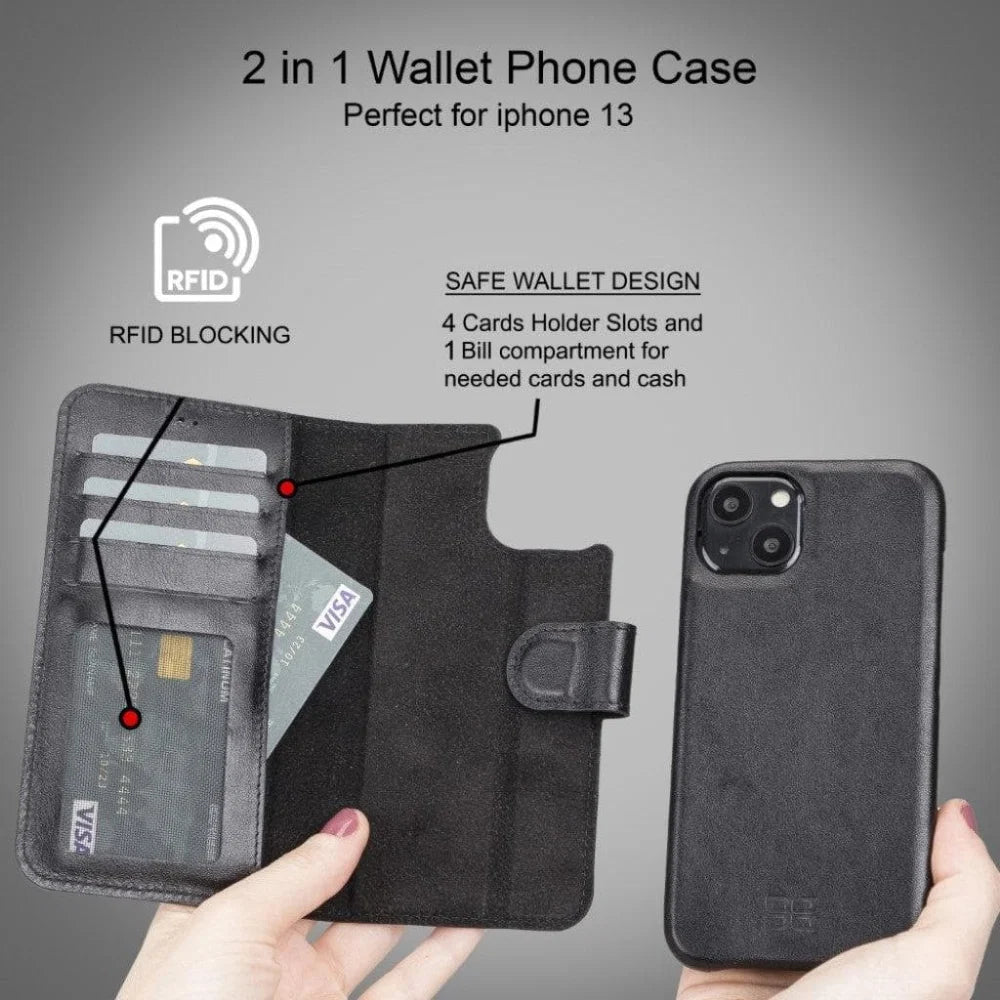 Bouletta Full Leather Coating Detachable Wallet Case for Apple iPhone 13 Series