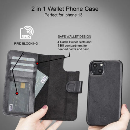 Bouletta Full Leather Coating Detachable Wallet Case for Apple iPhone 13 Series