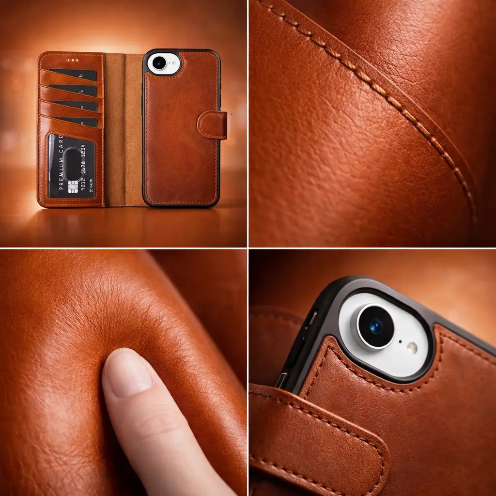 Magic iPhone 17E/16E Detachable Leather Wallet Case