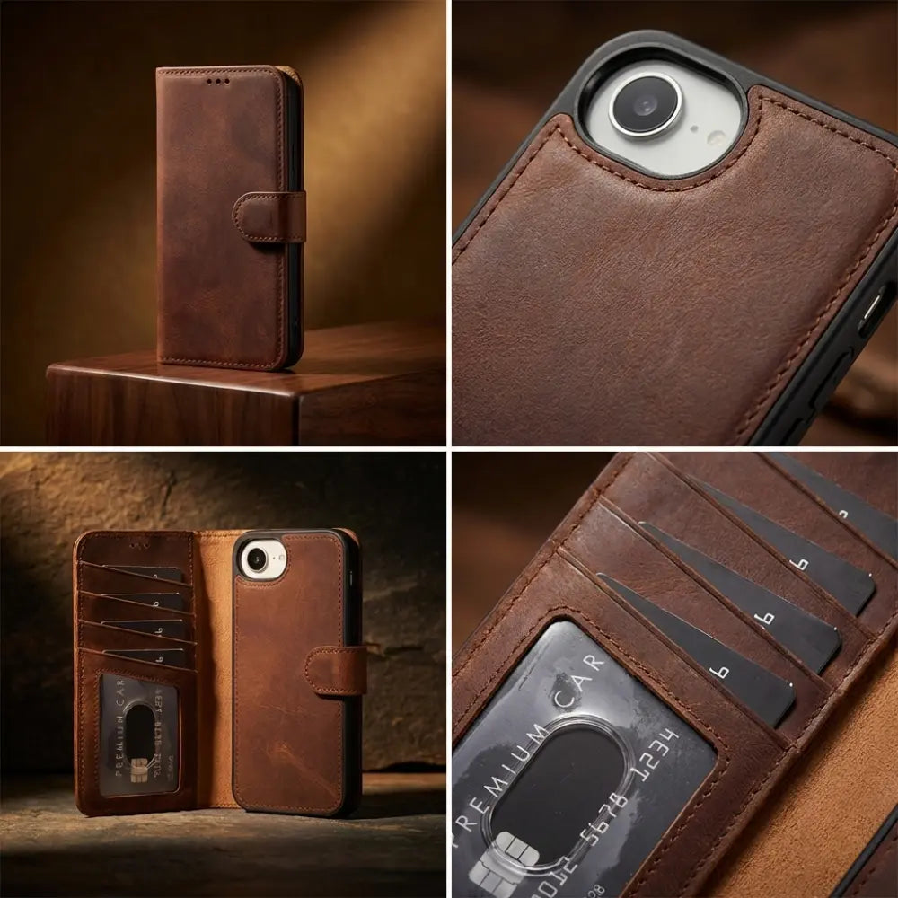 Magic iPhone 17E/16E Detachable Leather Wallet Case