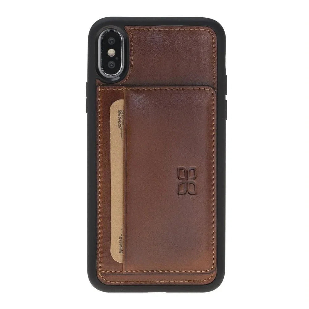 Bouletta Apple iPhone X and iPhone XS Flexible Leather Back Cover with Stand Flother Black