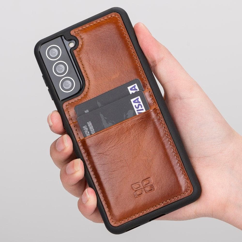 Bouletta Flex Cover Back with Card Holder Leather Cases for Samsung Galaxy S21 Series S21 Plus 6.7" / Tan