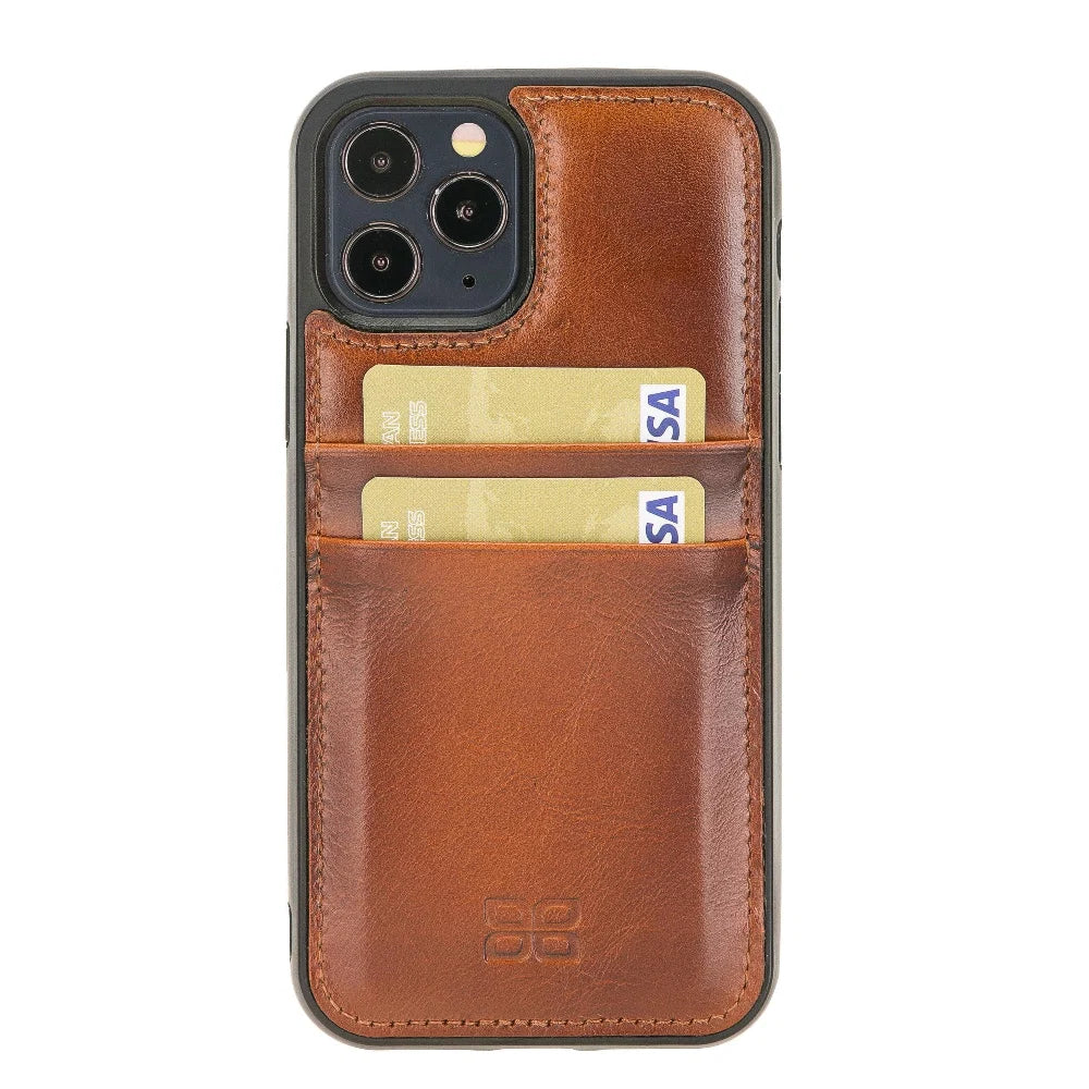 Bouletta Flexible Leather Back Cover with Card Holder for iPhone 12 Series iPhone 12 Pro / Tan