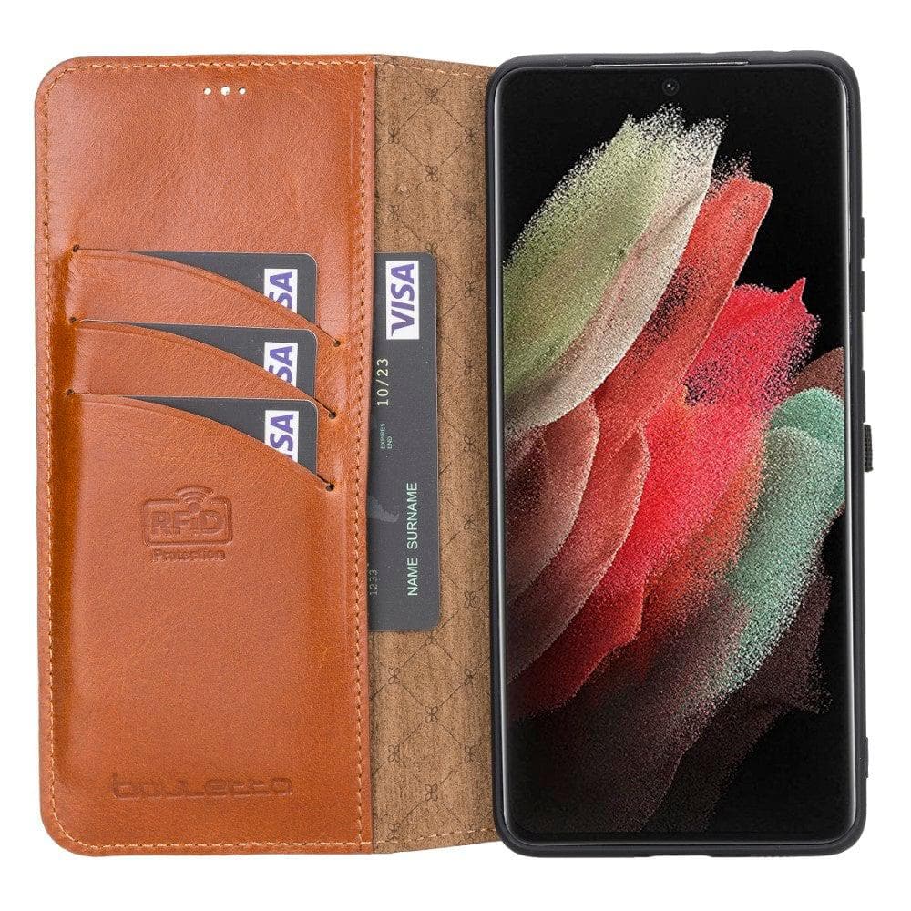 Bouletta Non-Detachable Leather Wallet Cases for Samsung Galaxy S21 Series S21 Ultra 6.8" / Black