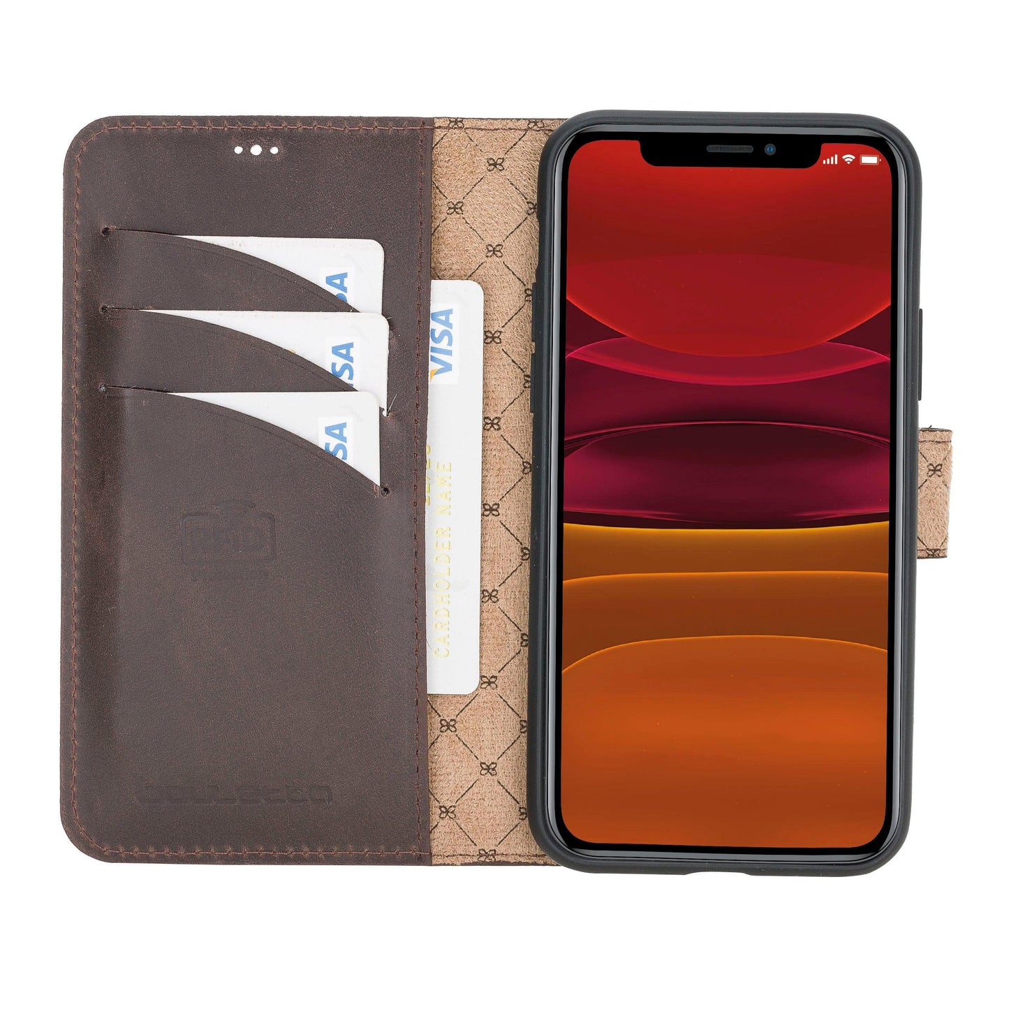 Bouletta Wallet Folio with ID Slot Leather Wallet Case For Apple iPhone 11 Series iPhone 11 Pro / Dark Brown