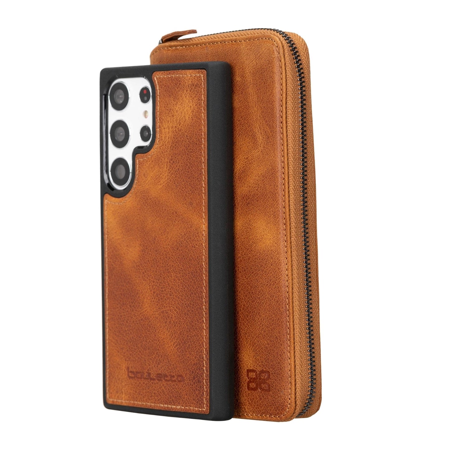Bouletta Samsung Galaxy S24 Series Zippered Leather Wallet Cases - PMW Galaxy S24 Ultra / Tan