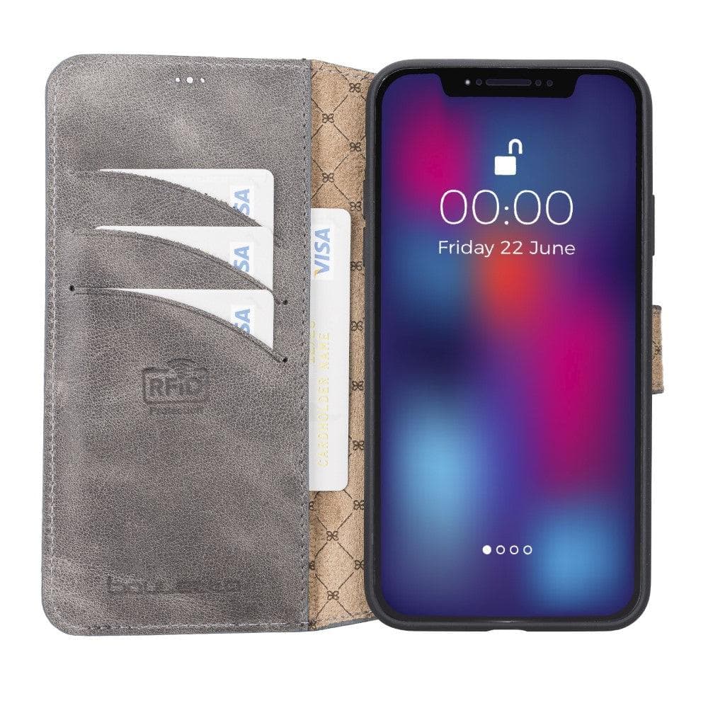 Bouletta Wallet Folio with ID Slot Leather Wallet Case For Apple iPhone 11 Series İPhone 11 Promax / Tiguan Gray