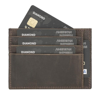 Bouletta Handmade and Personalized Minimaalist Geniuine Leather Card Holder - BLWL18 Antic Purpler