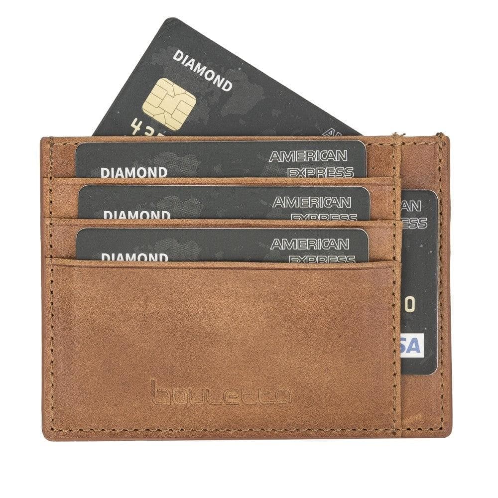 Bouletta Handmade and Personalized Minimaalist Geniuine Leather Card Holder - BLWL18 Tan