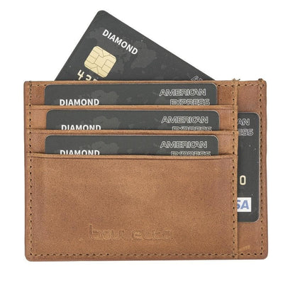 Bouletta Handmade and Personalized Minimaalist Geniuine Leather Card Holder - BLWL18 Tan