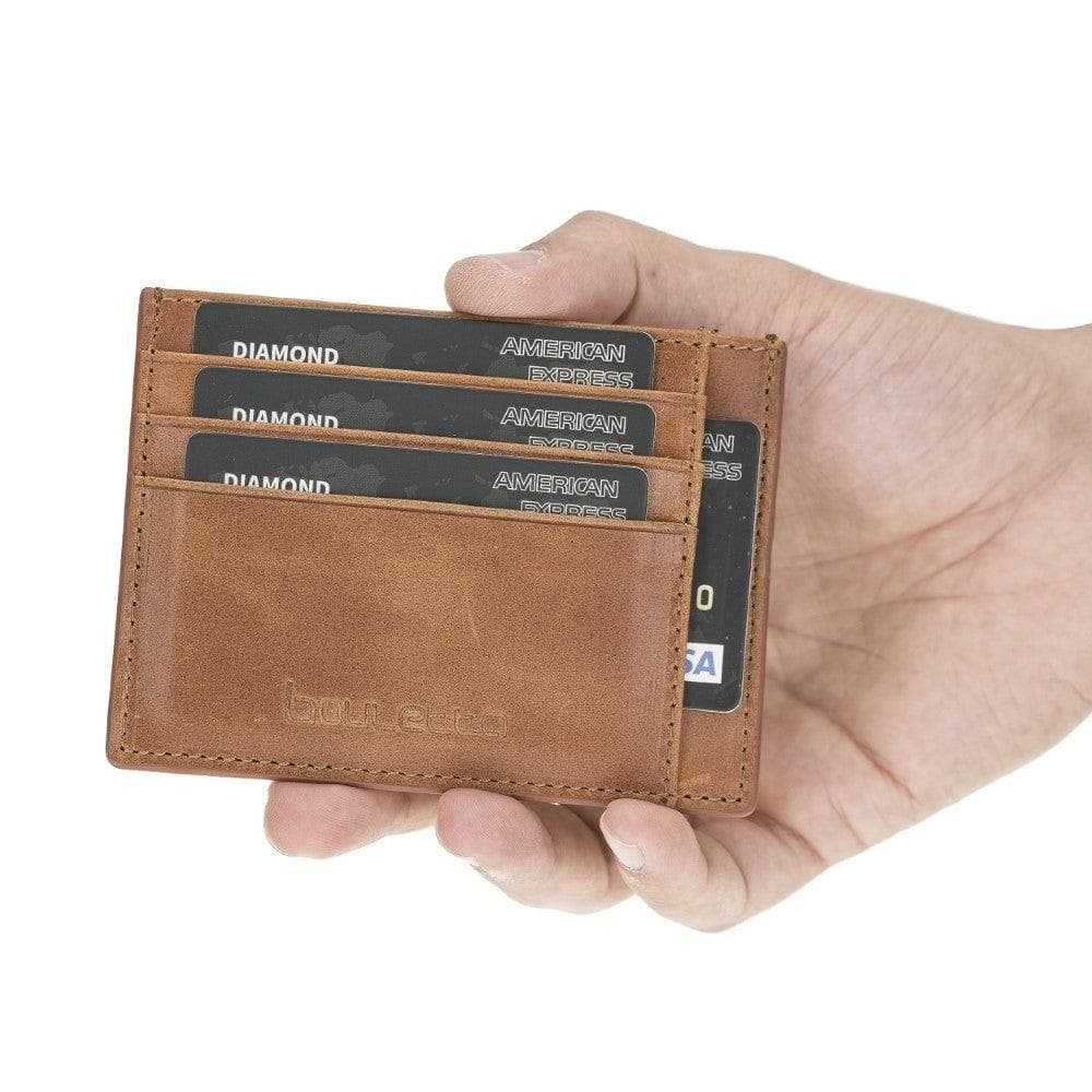 Bouletta Handmade and Personalized Minimaalist Geniuine Leather Card Holder - BLWL18 Tiguan Red