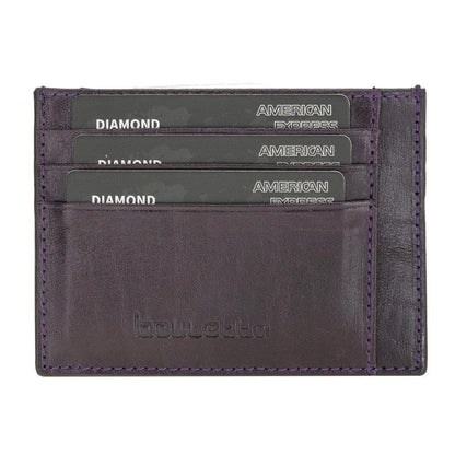 Bouletta Handmade and Personalized Minimaalist Geniuine Leather Card Holder - BLWL18 Vegetal Purple